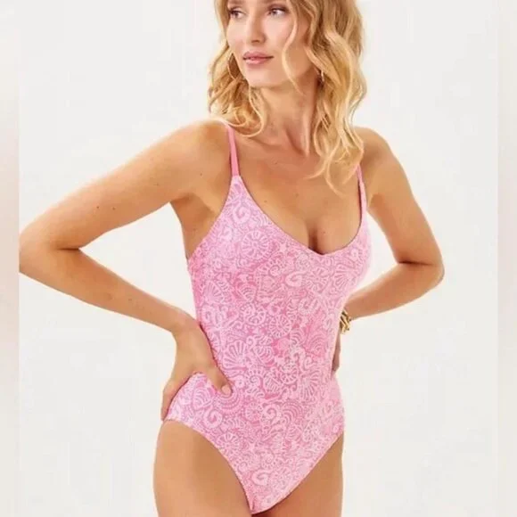 Lilly Pulitzer Pink Paisley One-Piece Swimsuit - Picture 8 of 8